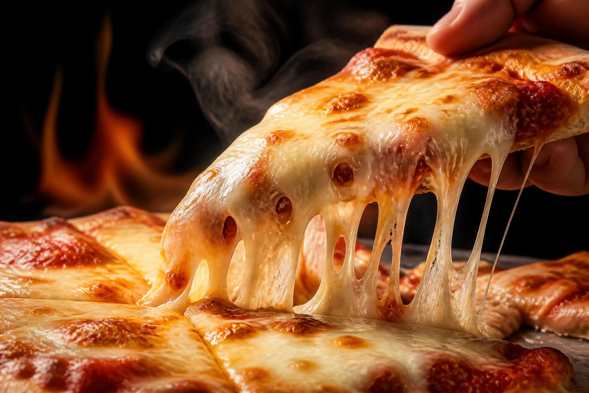 Hot cheese pull pizza